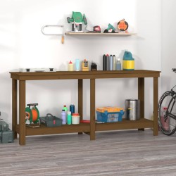 vidaXL Banco de trabajo madera maciza de pino marrón miel 180x50x80 cm