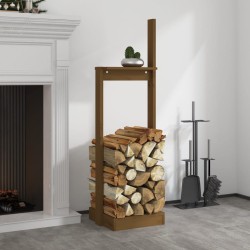 vidaXL Soporte para leña madera maciza pino marrón miel 33,5x30x110 cm