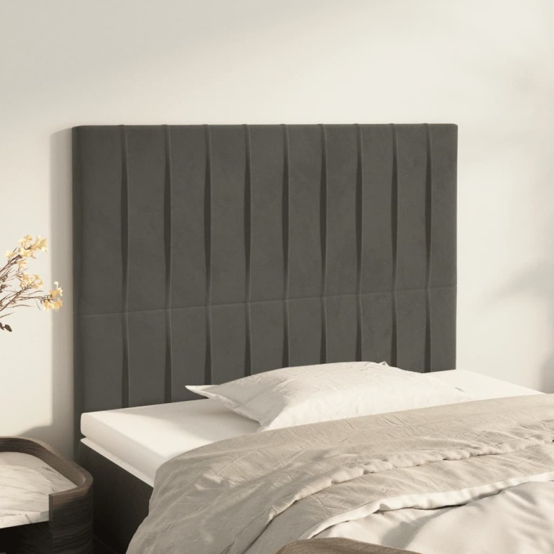 vidaXL Cabeceros 2 unidades de terciopelo gris oscuro 80x5x78/88 cm vidaXL Cabeceros 2 unidades de terciopelo gris oscuro 80x5x78/88 cm