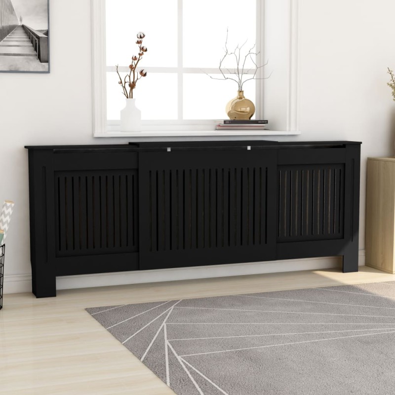 vidaXL Cubierta para radiador MDF negro 205 cm vidaXL Cubierta para radiador MDF negro 205 cm