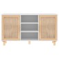 vidaXL Aparador madera maciza pino blanco ratán natural 105x30x60 cm vidaXL Aparador madera maciza pino blanco ratán natural 105x30x60 cm