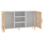 vidaXL Aparador madera maciza pino blanco ratán natural 105x30x60 cm vidaXL Aparador madera maciza pino blanco ratán natural 105x30x60 cm