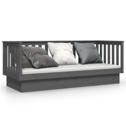 vidaXL Sofá cama madera maciza de pino gris 90x190 cm