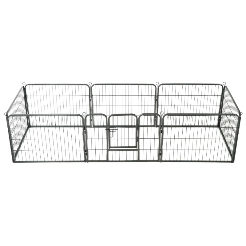 vidaXL Corral para perros 8 paneles de acero 60x80 cm negro 