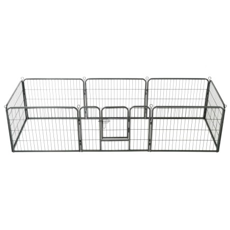 vidaXL Corral para perros 8 paneles de acero 60x80 cm negro 