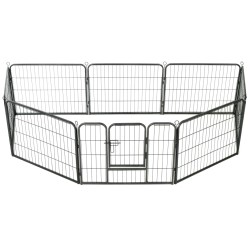 vidaXL Corral para perros 8 paneles de acero 60x80 cm negro 