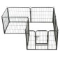 vidaXL Corral para perros 8 paneles de acero 60x80 cm negro 