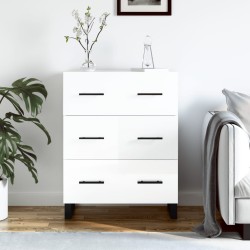 vidaXL Aparador de madera contrachapada blanco brillante 69,5x34x90 cm