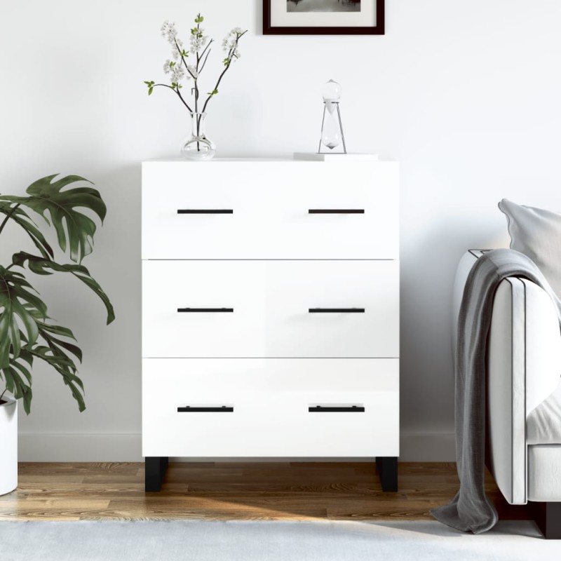 vidaXL Aparador de madera contrachapada blanco brillante 69,5x34x90 cm vidaXL Aparador de madera contrachapada blanco brillante 69,5x34x90 cm