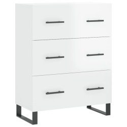 vidaXL Aparador de madera contrachapada blanco brillante 69,5x34x90 cm