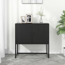 vidaXL Aparador de acero negro 75x35x75 cm