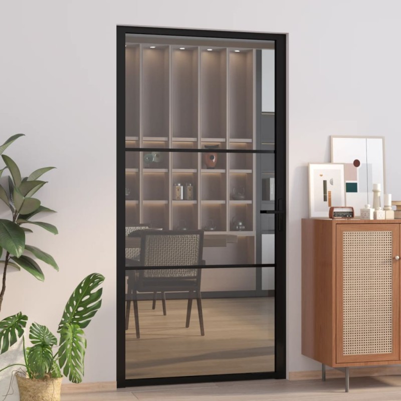 vidaXL Puerta interior vidrio EGS y aluminio negro 102,5x201,5 cm vidaXL Puerta interior vidrio EGS y aluminio negro 102,5x201,5 cm