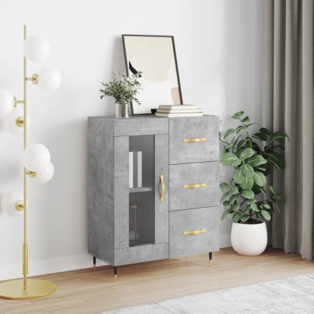 vidaXL Aparador de madera de ingeniería gris hormigón 69,5x34x90 cm