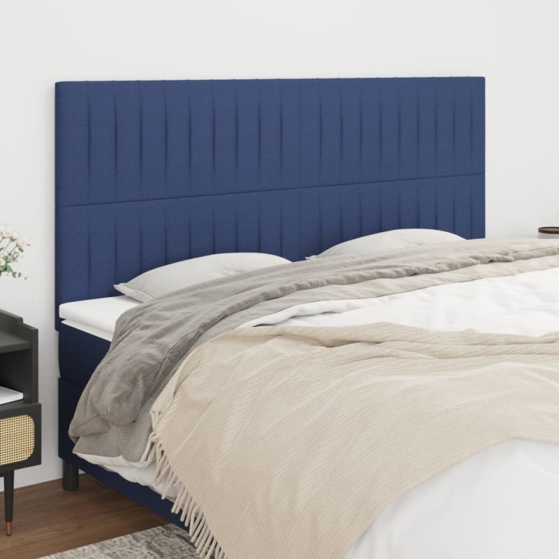 vidaXL Cabeceros 4 unidades de tela azul 100x5x78/88 cm vidaXL Cabeceros 4 unidades de tela azul 100x5x78/88 cm