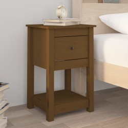 vidaXL Mesita de noche madera maciza de pino marrón miel 40x35x61,5 cm