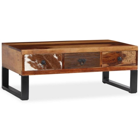 vidaXL Mesa de centro de madera maciza sheesham 90x50x35 cm