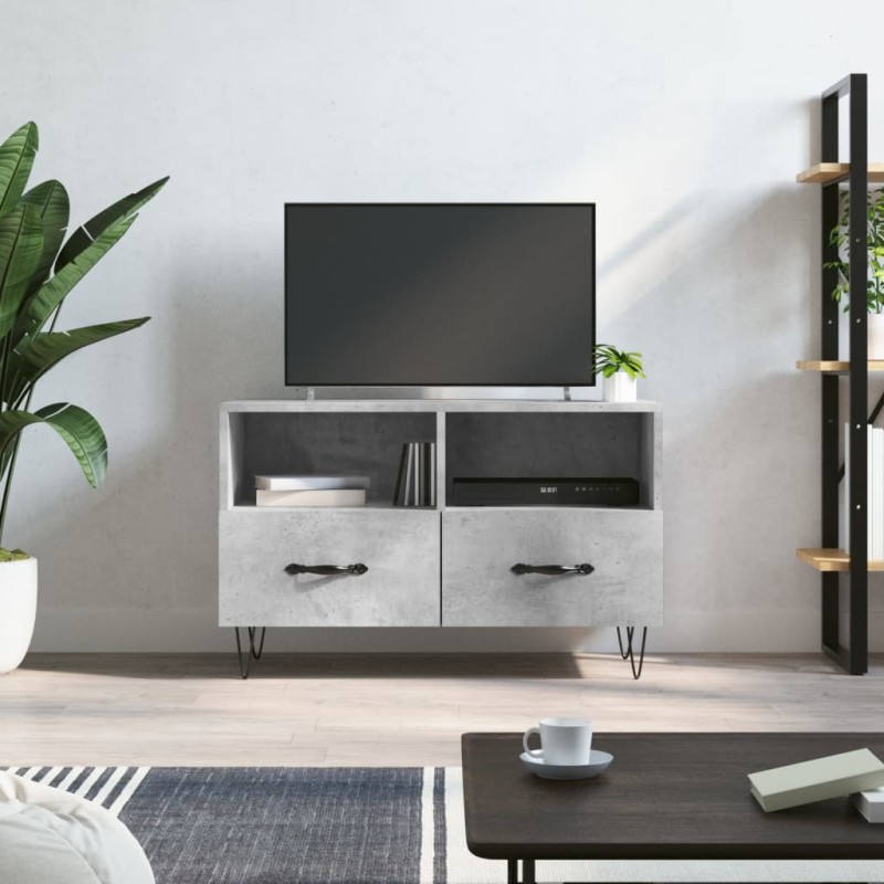 vidaXL Mueble para TV madera contrachapada gris hormigón 80x36x50 cm vidaXL Mueble para TV madera contrachapada gris hormigón 80x36x50 cm