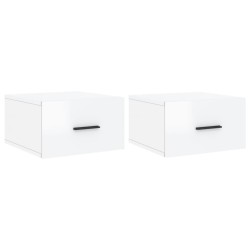 vidaXL Mesitas de noche de pared 2 uds blanco brillo 35x35x20 cm