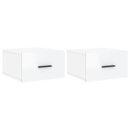 vidaXL Mesitas de noche de pared 2 uds blanco brillo 35x35x20 cm