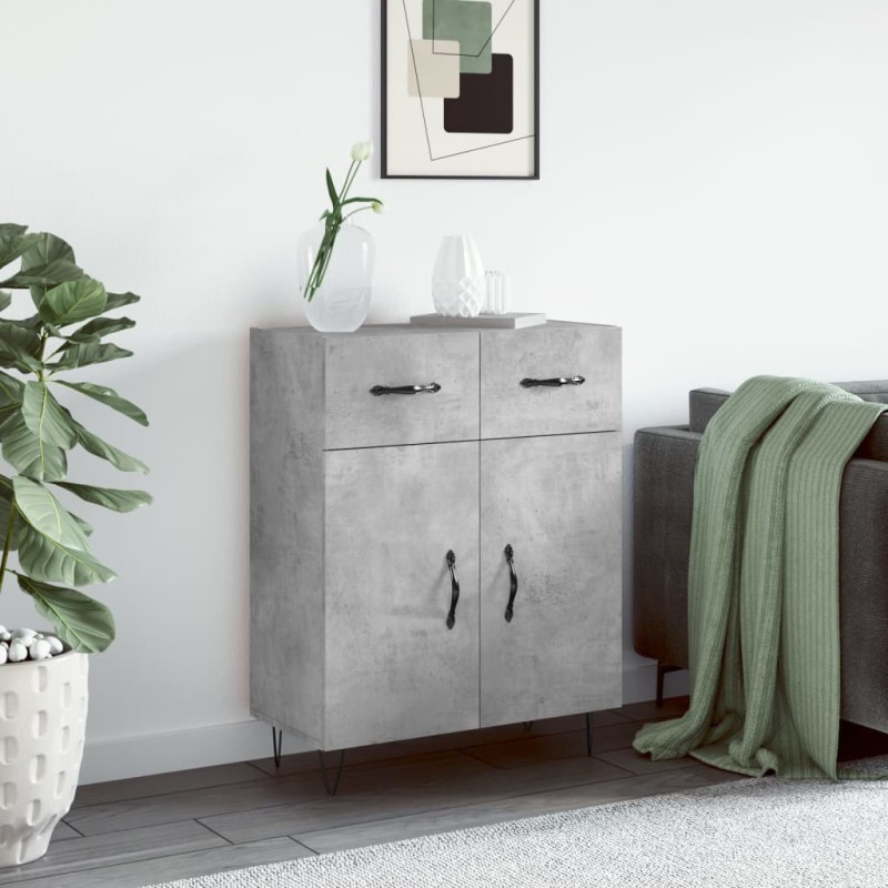 vidaXL Aparador de madera de ingeniería gris hormigón 69,5x34x90 cm