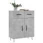 vidaXL Aparador de madera de ingeniería gris hormigón 69,5x34x90 cm