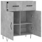 vidaXL Aparador de madera de ingeniería gris hormigón 69,5x34x90 cm