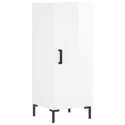 vidaXL Aparador de madera contrachapada blanco brillante 34,5x34x90 cm