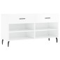 vidaXL Banco zapatero madera de ingeniería blanco brillo 102x35x55 cm vidaXL Banco zapatero madera de ingeniería blanco brillo 102x35x55 cm