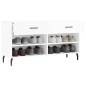vidaXL Banco zapatero madera de ingeniería blanco brillo 102x35x55 cm vidaXL Banco zapatero madera de ingeniería blanco brillo 102x35x55 cm