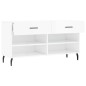 vidaXL Banco zapatero madera de ingeniería blanco brillo 102x35x55 cm vidaXL Banco zapatero madera de ingeniería blanco brillo 102x35x55 cm