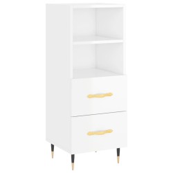 vidaXL Aparador de madera contrachapada blanco brillante 34,5x34x90 cm