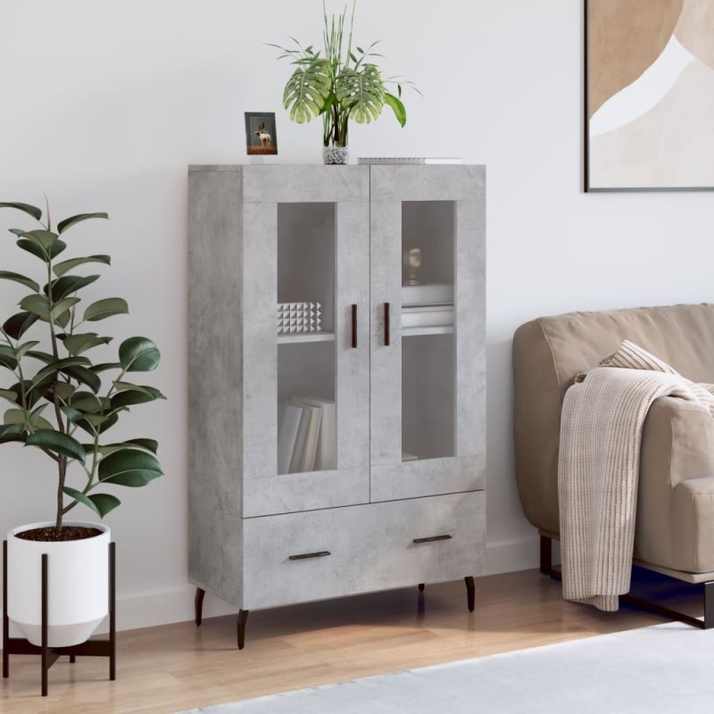 vidaXL Aparador alto madera de ingeniería gris hormigón 69,5x31x115 cm vidaXL Aparador alto madera de ingeniería gris hormigón 69,5x31x115 cm