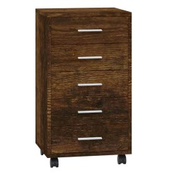 vidaXL Cajonera con ruedas madera contrachapada roble ahumado