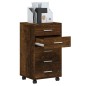 vidaXL Cajonera con ruedas madera contrachapada roble ahumado vidaXL Cajonera con ruedas madera contrachapada roble ahumado