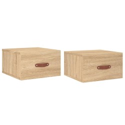 vidaXL Mesitas de noche de pared 2 uds color roble Sonoma 35x35x20 cm