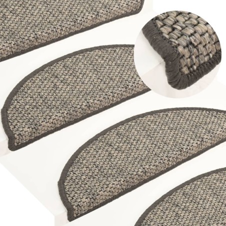 vidaXL Alfombra autoadhesiva escalera sisal 15 uds antracita 65x21x4cm