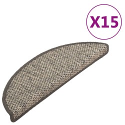 vidaXL Alfombra autoadhesiva escalera sisal 15 uds antracita 65x21x4cm