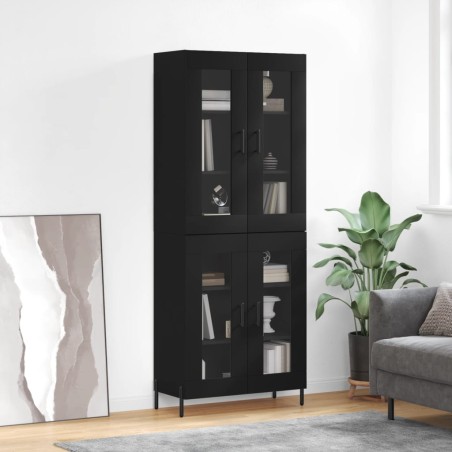 vidaXL Aparador alto madera contrachapada negro 69,5x34x180 cm