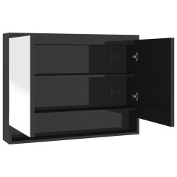 vidaXL Armario de baño con espejo MDF negro brillante 80x15x60 cm