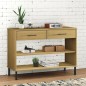 vidaXL Armario consola patas de metal madera maciza pino marrón OSLO vidaXL Armario consola patas de metal madera maciza pino marrón OSLO