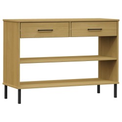 vidaXL Armario consola patas de metal madera maciza pino marrón OSLO