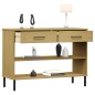 vidaXL Armario consola patas de metal madera maciza pino marrón OSLO vidaXL Armario consola patas de metal madera maciza pino marrón OSLO