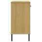 vidaXL Armario consola patas de metal madera maciza pino marrón OSLO vidaXL Armario consola patas de metal madera maciza pino marrón OSLO