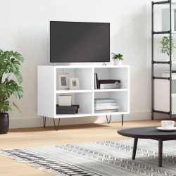 vidaXL Mueble de TV madera de ingeniería blanco brillo 69,5x30x50 cm