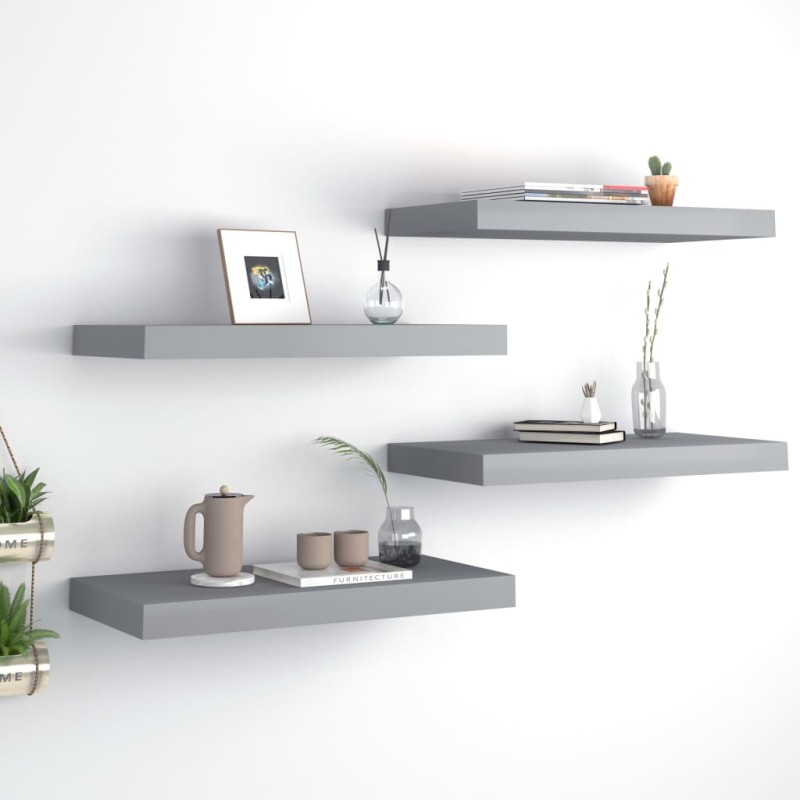 vidaXL Estantes flotantes de pared 4 uds MDF gris 50x23x3,8 cm vidaXL Estantes flotantes de pared 4 uds MDF gris 50x23x3,8 cm