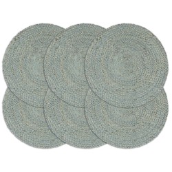 vidaXL Mantel individual 6 uds liso redondo yute verde oliva 38 cm