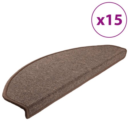 vidaXL Alfombrillas de escalera 15 unidades marrón café 65x24x4 cm