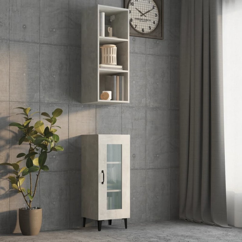 vidaXL Armario pared madera contrachapada gris hormigón 34,5x32,5x90cm