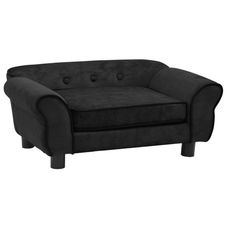 vidaXL Sofá para perros felpa negro 72x45x30 cm