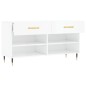 vidaXL Banco zapatero madera de ingeniería blanco brillo 102x35x55 cm vidaXL Banco zapatero madera de ingeniería blanco brillo 102x35x55 cm